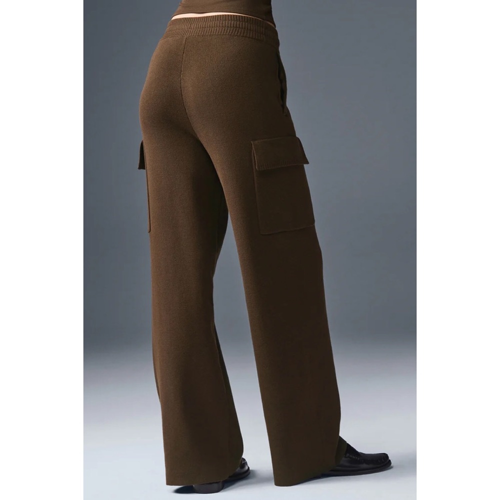 Alo Yoga Scholar Knit High-Waist Cargo Pant Expresso M - Picture 3 of 12